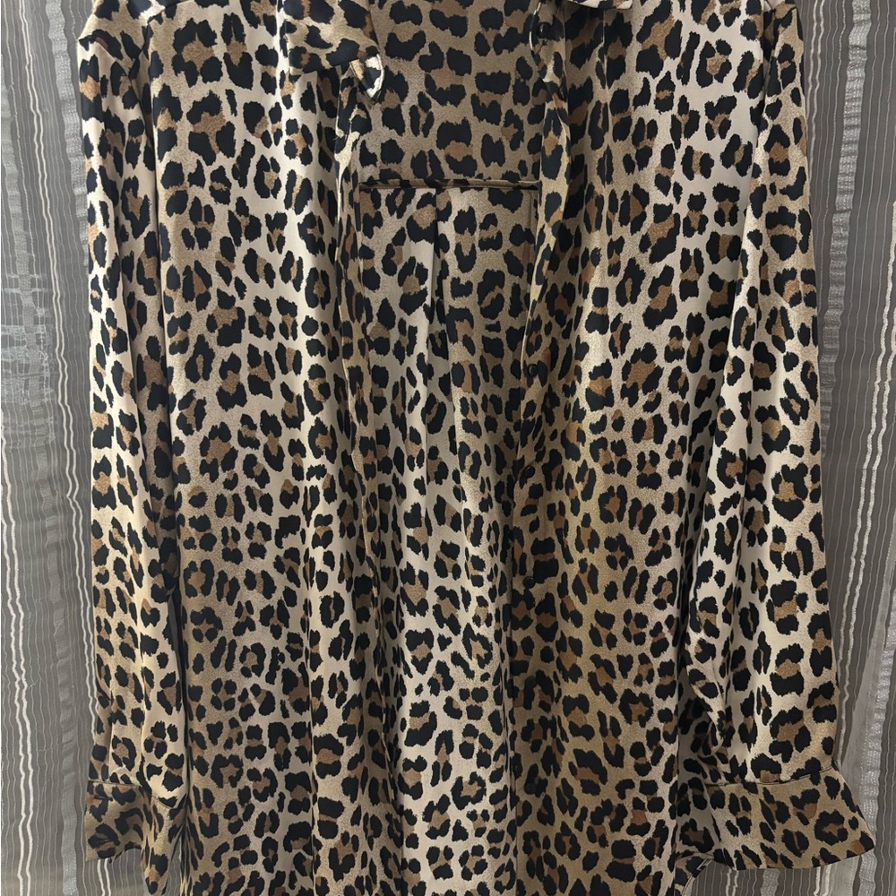 Zara Brown Leopard Print Midi Skirt